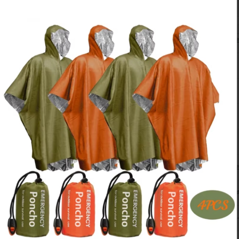 طقم معطف طوارئ محمول مكون من 4 - مراجعة Survival Blanket Reflective وسعره