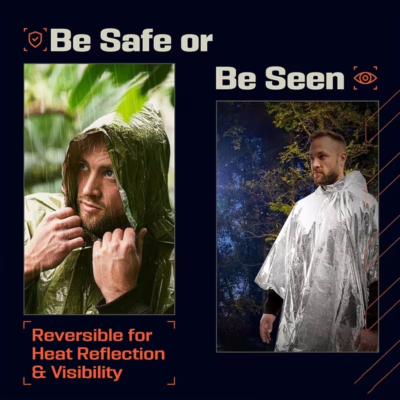 طقم معطف طوارئ محمول مكون من 4 - مراجعة Survival Blanket Reflective وسعره
